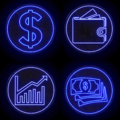 Money neon signs set