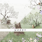 Designer wallpaper WOODY pack 4