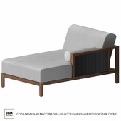 EQUADOR single solid teak sofa (left armrest)