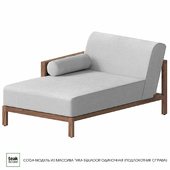 EQUADOR single solid teak sofa (right armrest)