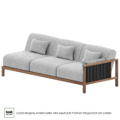 Teak solid wood sofa module EQUADOR triple (armrest on the left)