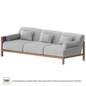 EQUADOR triple solid teak sofa module (right armrest)