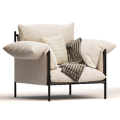 Metal & Linen Lounge Chair