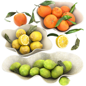 Bowls of Lemons and Oranges Fruits