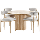 Arno Dining Chair and Mulholland Stone Round Dining Table