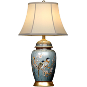 Zedaro Sakura and Birds Ceramic Ginger Jar Nightstand Table Lamp