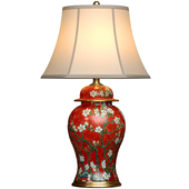 Sakura Red Ceramic Ginger Jar Tall Nightstand European Style Table Lamp
