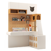 Children's table with a house for a cat