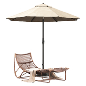 round 9 ft market outdoor umbrella and lounger