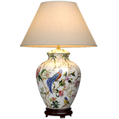 Floral Desk Hand-Painted Flowers and Birds Ceramic Nightstand Table lamp