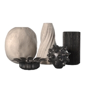 Artisan clay white and black vessels set