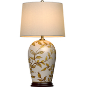 Handmade Leaves Brown Chinese Gold Nightstand Table Lamp