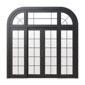 Interior sliding door with transom
