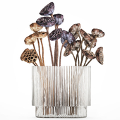 A bouquet of dried flowers with lotus branches. Set 515.