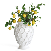 Lemon branches in a vase "Corda Large White Ceramic Rope" Crate&Barrel