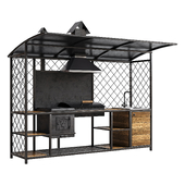 Loft style barbecue with roof barbecue area