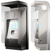 Interactive kiosk. Parking meter. Ticket terminal. White or black.