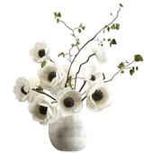 Bouquet of anemones and branches