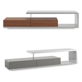 White wooden TV cabinet and chrome steel