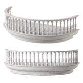 Classic Marble Arched Balcony with Petite Balusters and Curved Elegance