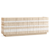 Beachcomber 80 Natural Oak Wood and White Tile Media Console Crate&Barrel