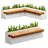 Street Modern Benches with Plant