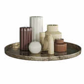 Candles on a tray Cream&Chocolate
