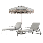 Laurens stripe umbrella and lounger
