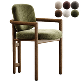 Macayle Modern Classic Beige Performance Upholstered Brown Oak Dining ArmChair