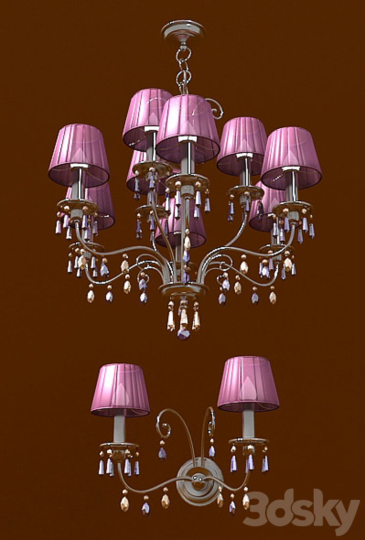 Chandelier + Wall lamp - Pendant light - 3D model
