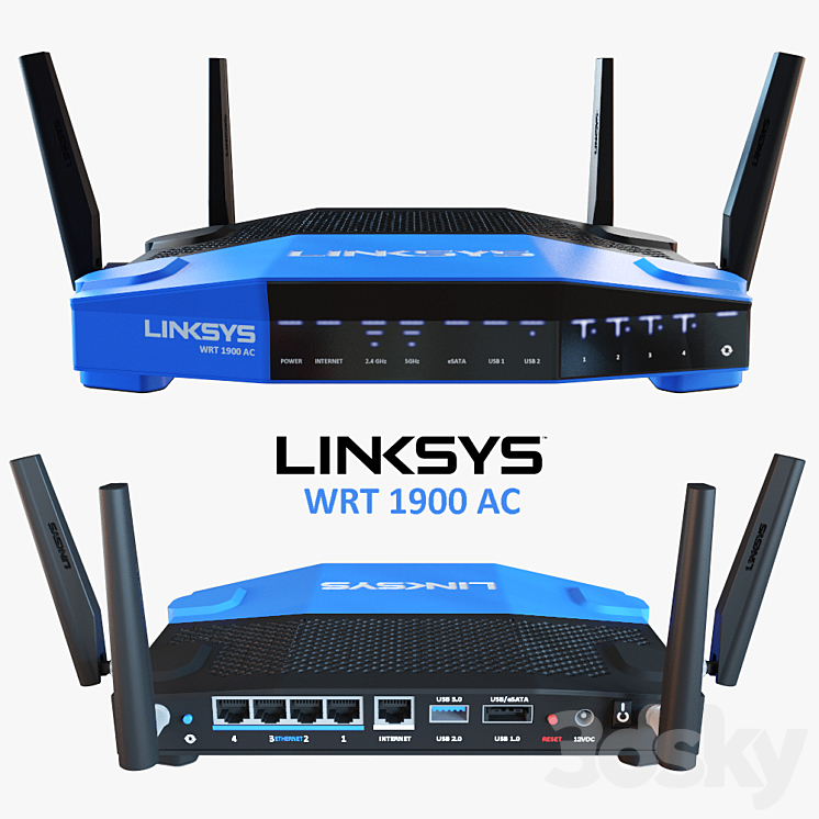 Linksys Old Router Wrt Linksys WRT 1900 AC - PC & other electronics - 3D model