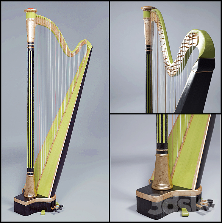 Harp - Musical instrument - 3D model