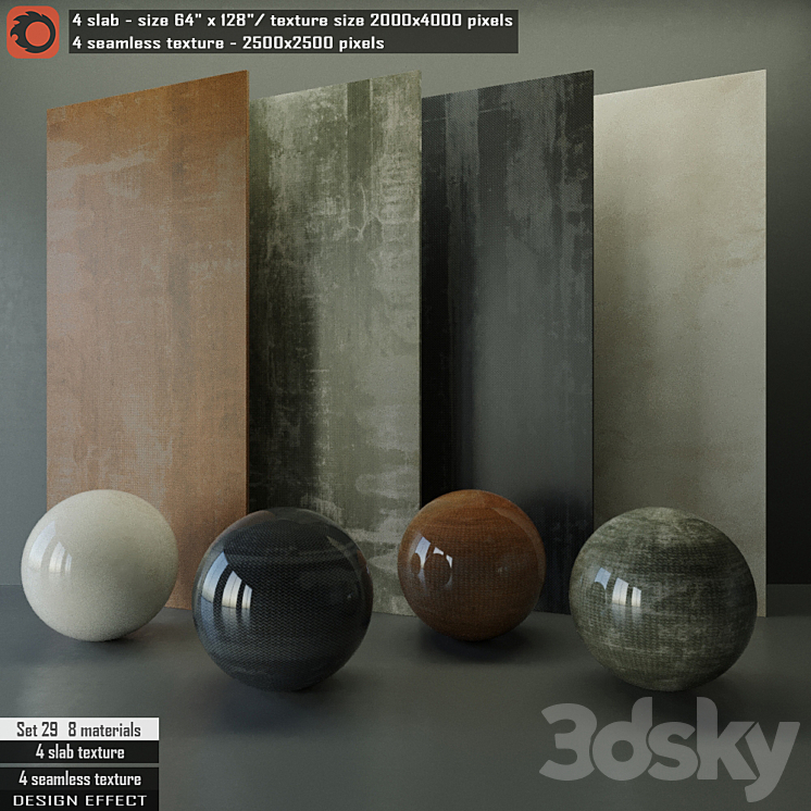 Design Effect slab & Seamless texture Set 29 - Stone - 3D model