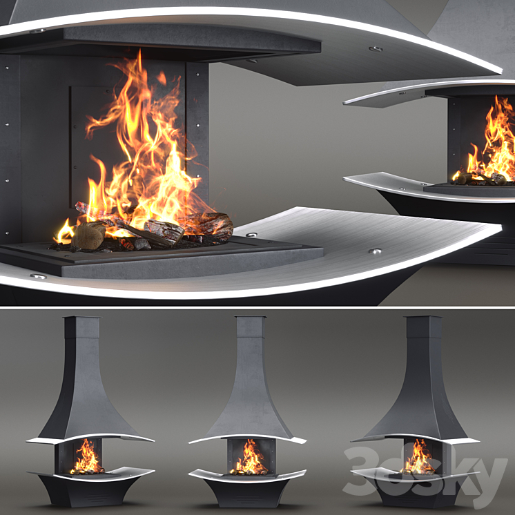 Polyflam Monoblock NAO Hindie - Fireplace - 3D model