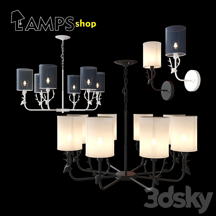 Chandelier and wall lamp - Pendant light - 3D model