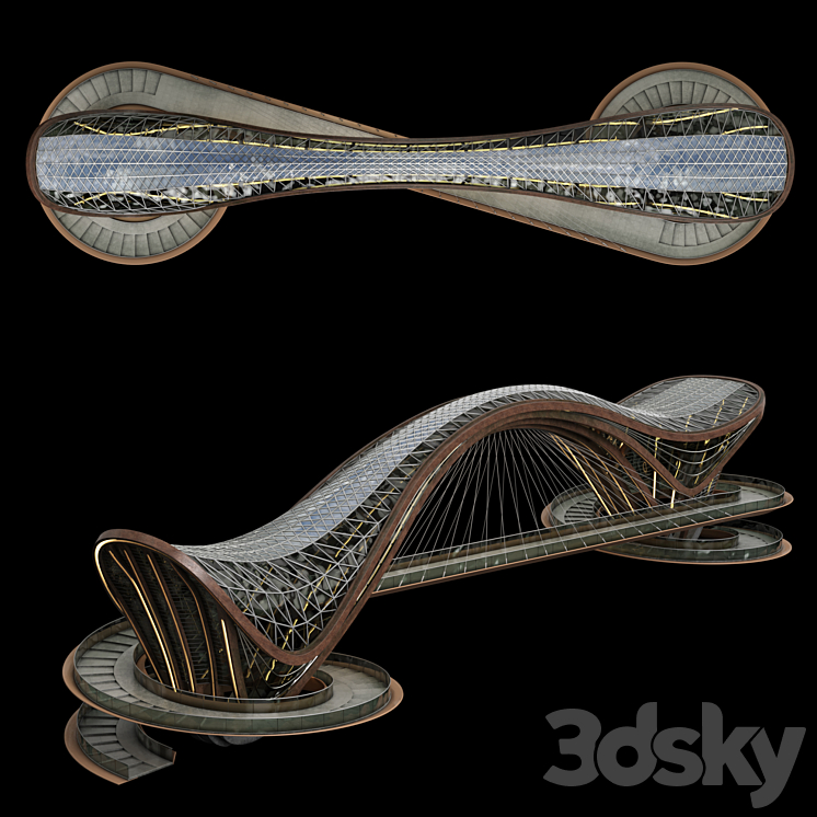 elevated pedestrian crossing - Urban environment - 3D model