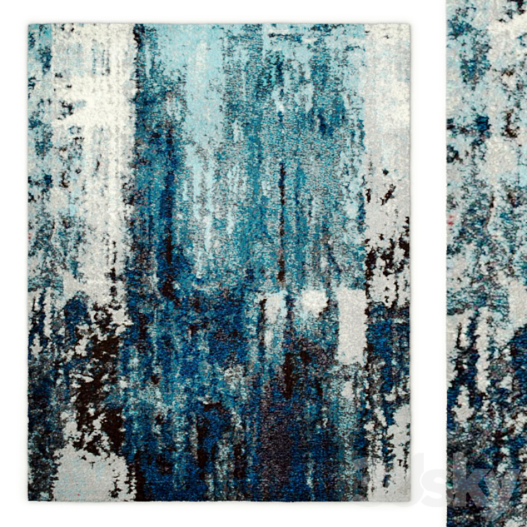 Abstract Haydee Blue Area Rug - Carpets - 3D model