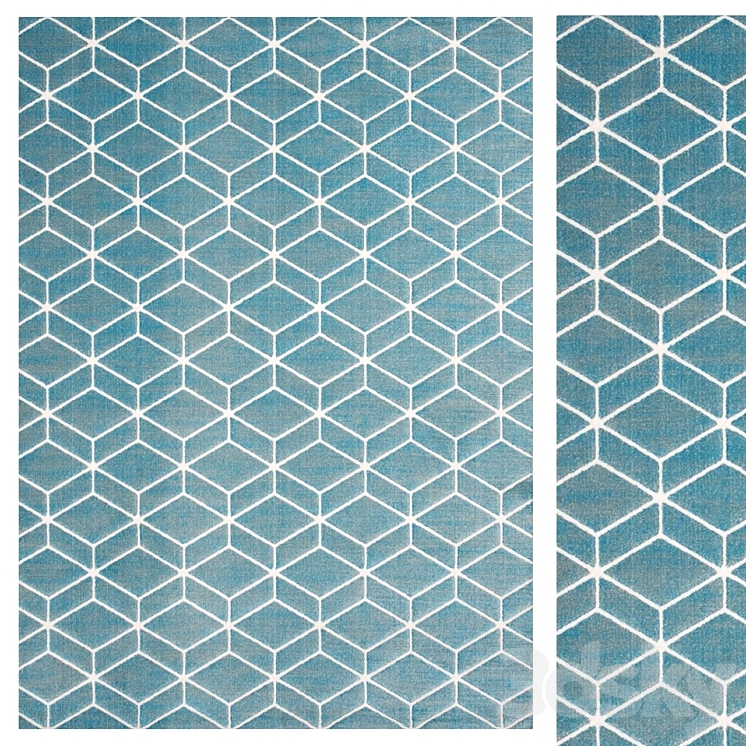 Salon Blue Cream Tesselation Rug - Carpets - 3D model