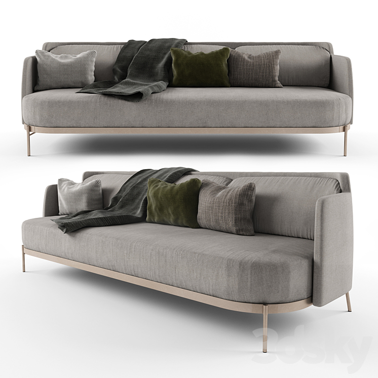 Minotti tape sofa gray - Sofa - 3D model