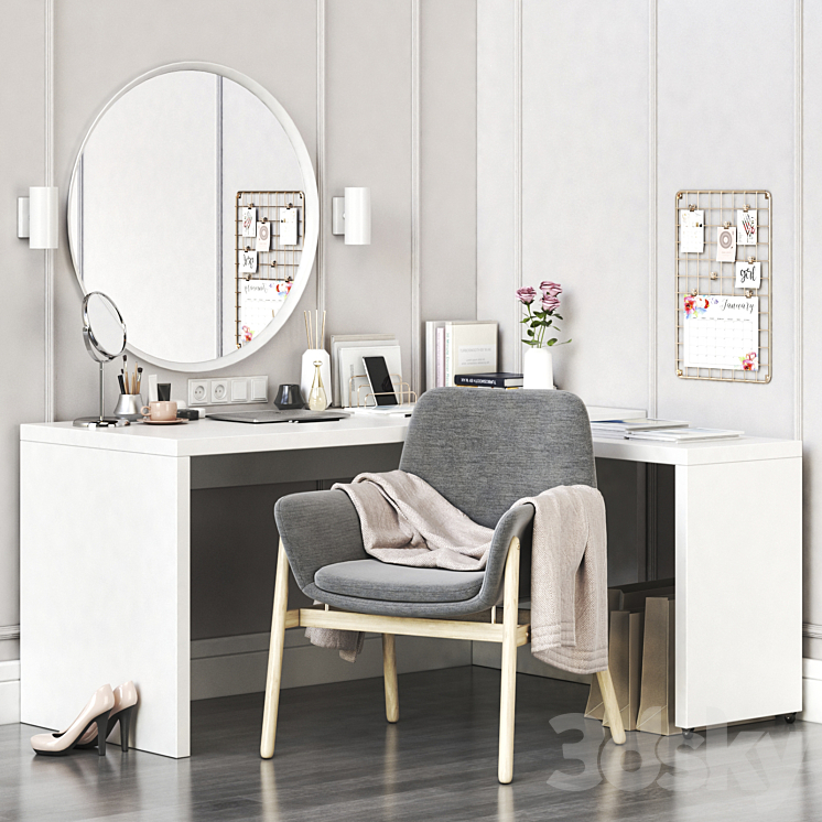 IKEA MALM corner dressing table and workplace Dressing table 3D model
