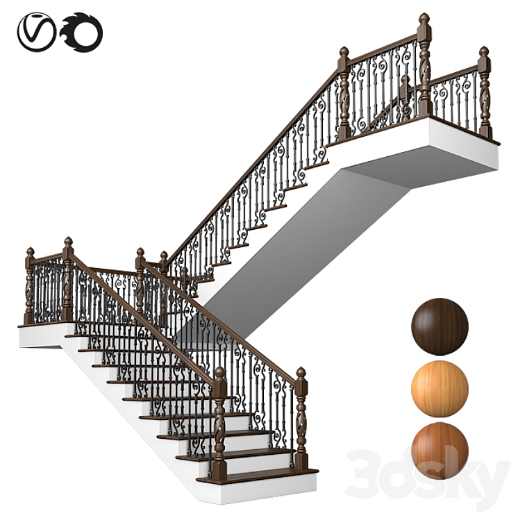 Classic stairs 02 - Staircase - 3D model
