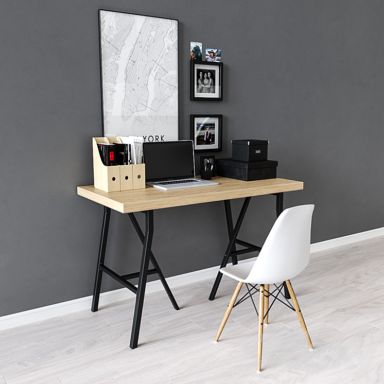 Workplace desk ikea LINNMON / LERBERG - Office furniture - 3D model