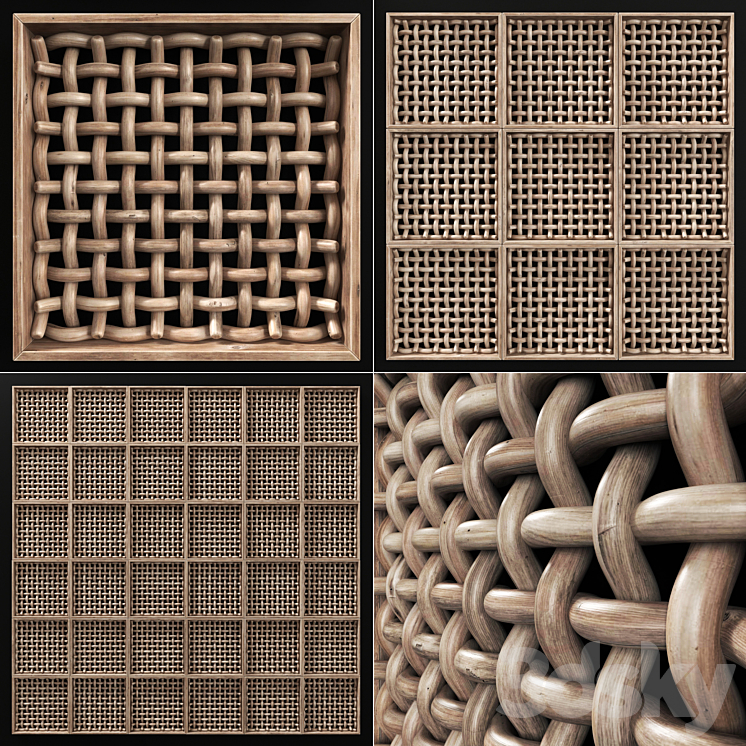 Wicker Pattern Panel Wicker wood panel frame n1 - Other decorative objects - 3D model