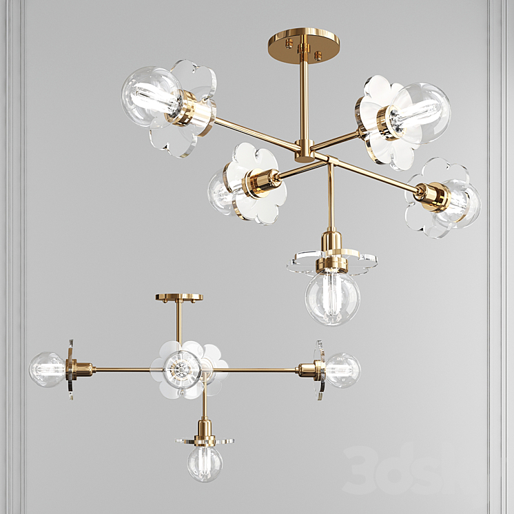 Alexa Aged Brass 5 Light Chandelier by Mitzi - Pendant light - 3D model