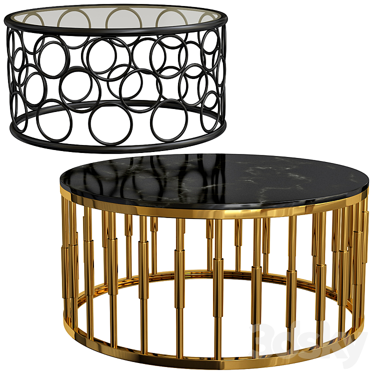 Alvaro Round Marble Top Coffee Table Set - Table - 3D model