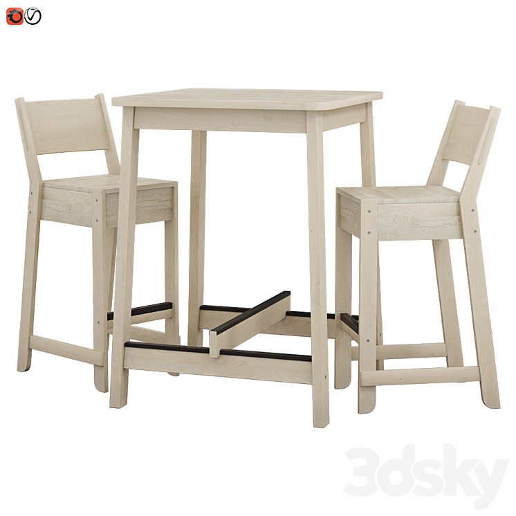 Bar table and chair IKEA NORROKER - Table + Chair - 3D model