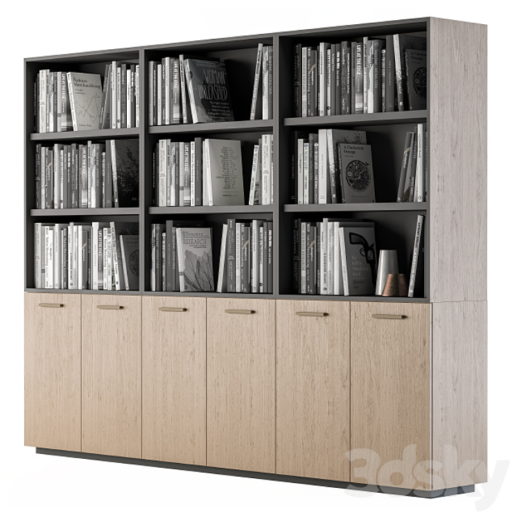 Simple Library with black and white Books - Other - 3D model