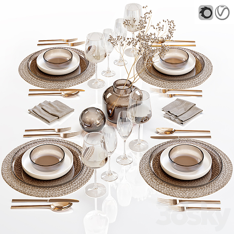 Table setting 28 - Tableware - 3D model