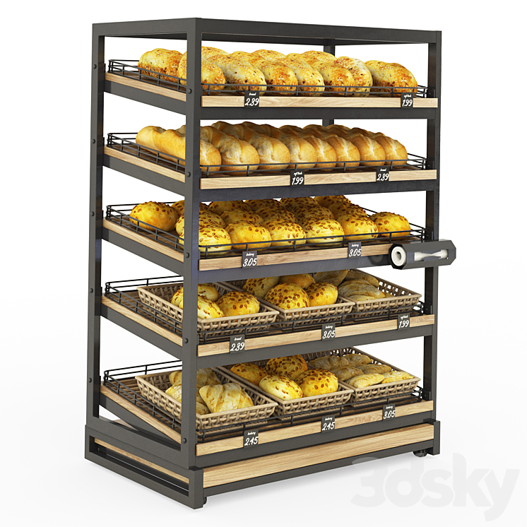 Shop Rack Bread Bread Rack - Shop - 3D model