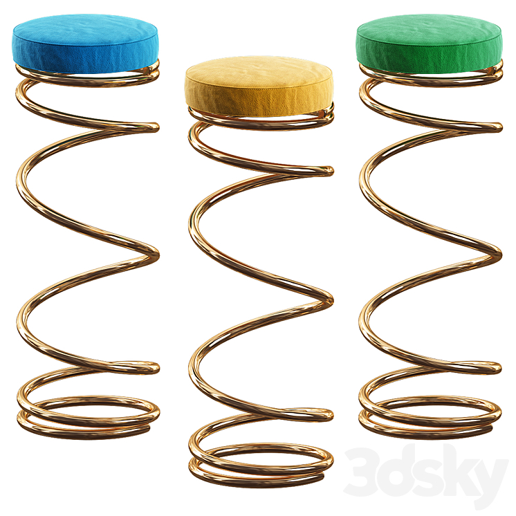 Coil spring bar stools - Chair - 3D model